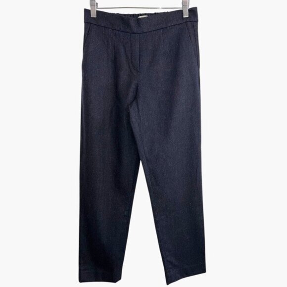 Aritzia Babaton Cohen Cashmere Wool Navy Micro striped cropped Pants trouser 6 - Picture 3 of 7